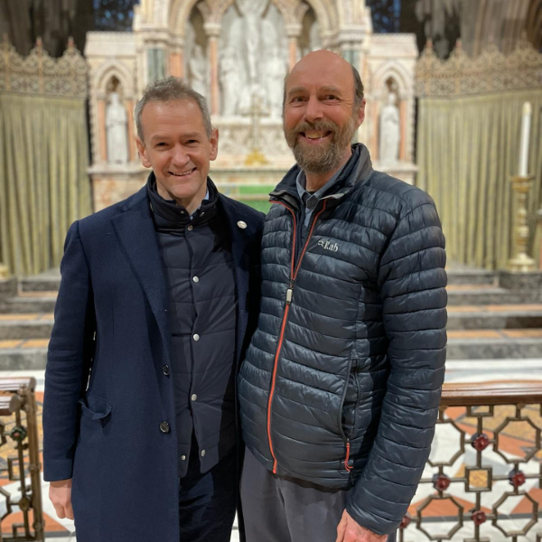 Alexander Armstrong with former Edinburgh Cathedral Organist Peter Backhouse